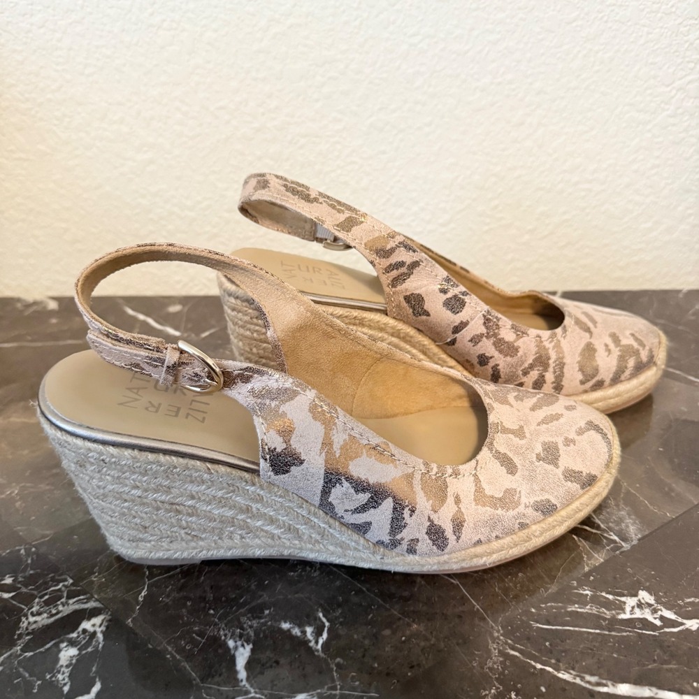 Naturalizer Womens Metallic Animal Print Espadrille Wedge Slingback Sandals 8.5